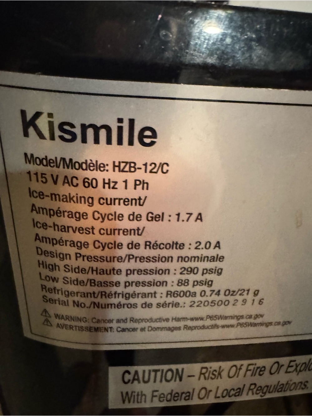 Black Ice Maker Compressor Label - Replacement Part